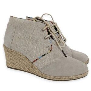 TOMS Womens 9.5 Wedges Tan Booties Whisper Desert Wedge Boot 9 1/2 Suede Shoes